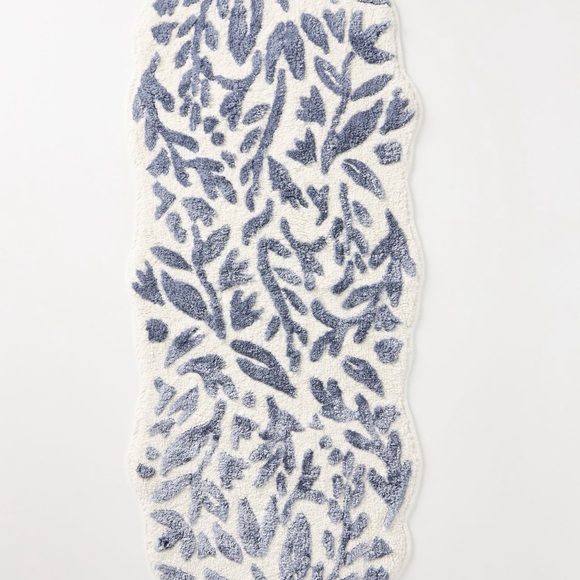 Anthropologie LUCIA Bath Mat Rug | Grey/White | Large Size 58” x 21” | Brand New - Picture 2 of 2